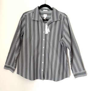Chico’s No Iron Stripe Striped Button-Up Shirt NWT